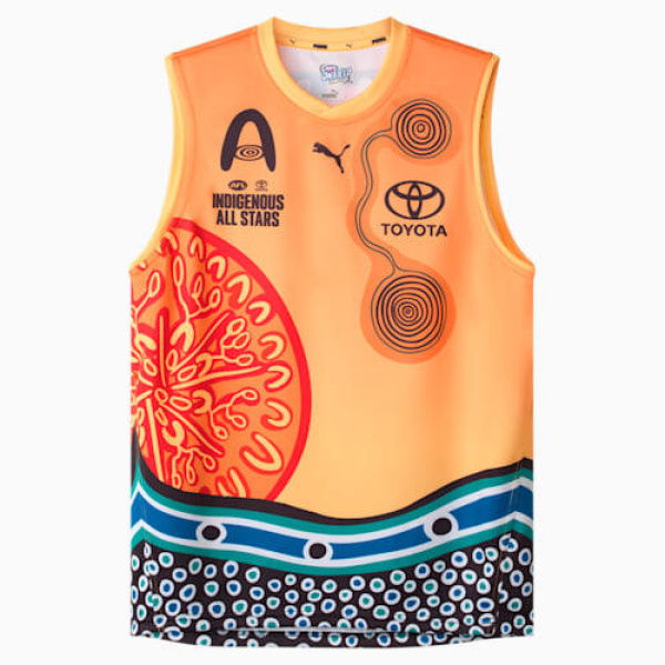 2025 AFL Indigenous All Stars Men's Replica Guernsey in Blazing Yellow/Afl Ind As, Size Small by PUMA