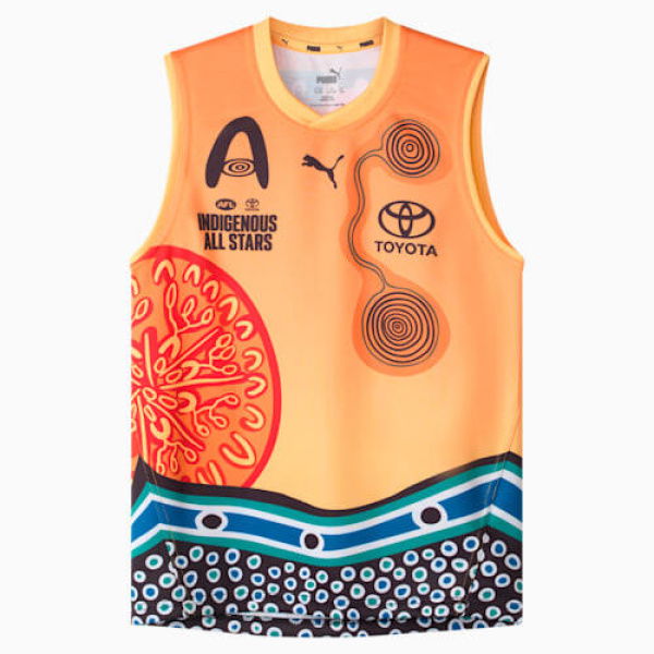 2025 AFL Indigenous All Stars Youth Replica Guernsey in Blazing Yellow/Afl Ind As, Size XS by PUMA