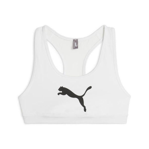 4KEEPS Women's Training Bra in White/Big Black Cat, Size Large, Polyester/Elastane by PUMA