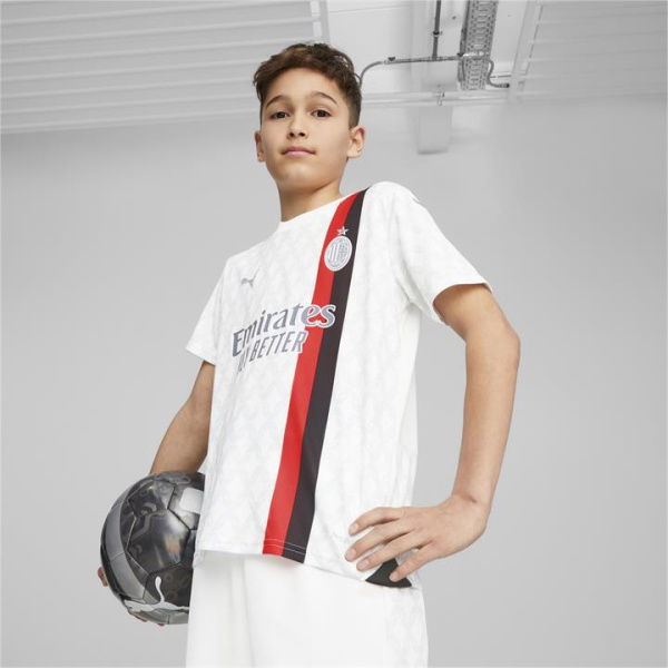 AC Milan 23/24 Away Kids Jersey Shirt in White/Feather Gray, Size 6, Polyester by PUMA