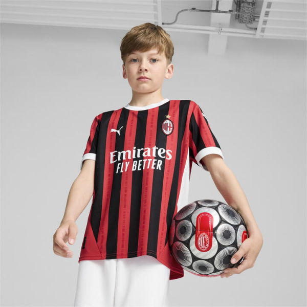 AC Milan 24/25 Home Jersey Shirt Youth in For All Time Red/Black, Size Large, Polyester by PUMA