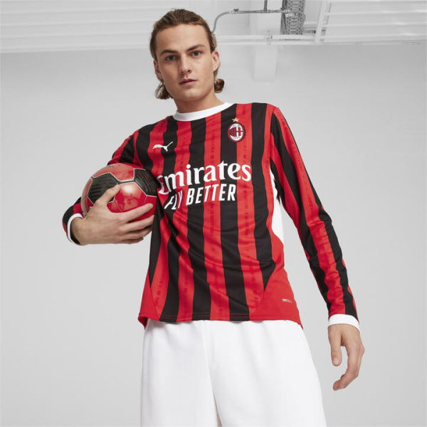 AC Milan 24/25 Home Long Sleeve Jersey Shirt Men in For All Time Red/Black, Size 2XL, Polyester by PUMA