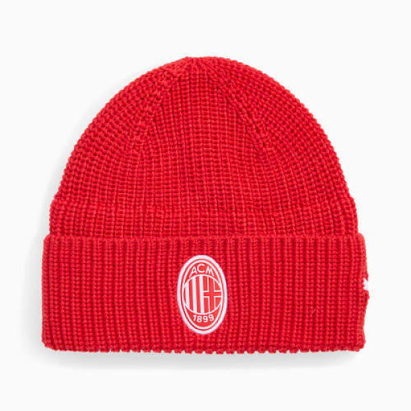 AC Milan Essentials Beanie in For All Time Red/White, Polyester by PUMA