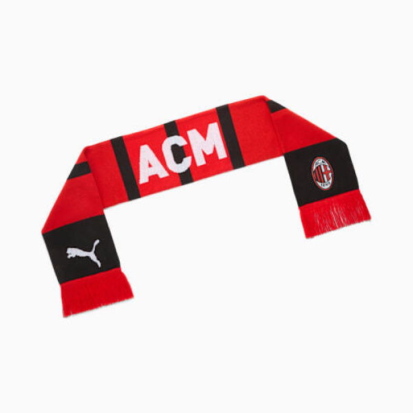 AC Milan Essentials Scarf in For All Time Red/White, Acrylic by PUMA