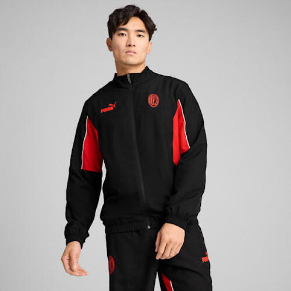 AC Milan ftblARCHIVE Jacket Men in Black/For All Time Red, Size Large, Polyester by PUMA