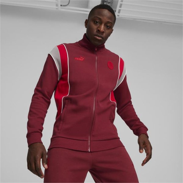 AC Milan FtblArchive Men's Track Jacket in Team Regal Red/Tango Red, Size Medium, Cotton/Polyester by PUMA