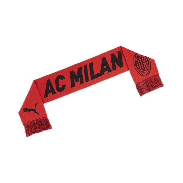 AC Milan ftblESSENTIALS Scarf in For All Time Red/Black, Acrylic/Nylon/Elastane by PUMA