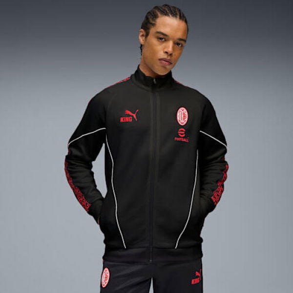 AC Milan KING Anthem Jacket Men in Black/For All Time Red, Size Small, Polyester by PUMA