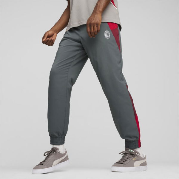 AC Milan Men's Woven Pants in Team Regal Red/Fast Red/Cool Dark Gray, Size Small, Polyester by PUMA