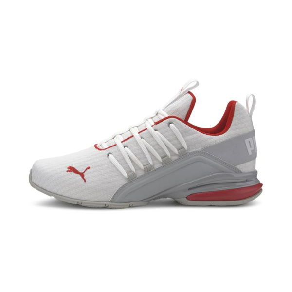 Axelion Block Men's Running Shoes in White/High Rise/High Risk Red, Size 11, Rubber by PUMA Shoes