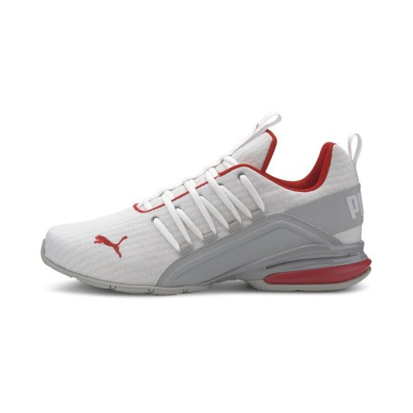 Axelion Block Men's Running Shoes in White/High Rise/High Risk Red, Size 12, Rubber by PUMA Shoes