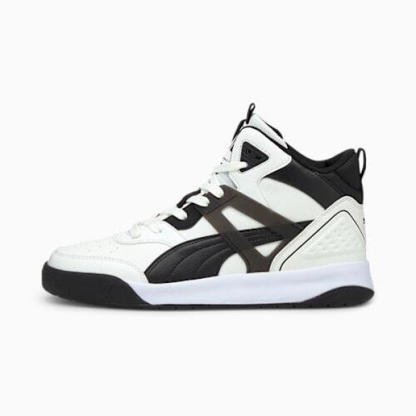 Backcourt Mid Unisex Sneakers in White/Black, Size 9, Textile by PUMA Shoes