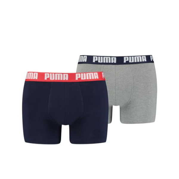 Basic Men's Boxers 2 Pack in Blue/Grey Melange, Size Medium by PUMA