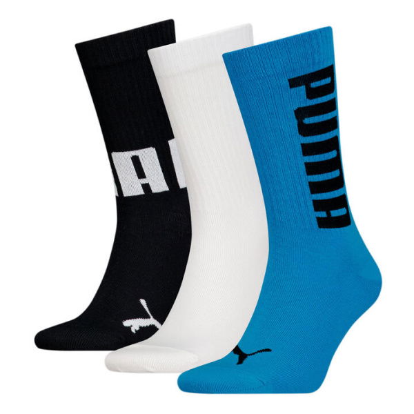 Big Logo Crew Socks 3 Pack in Aqua Sea, Size 3.5