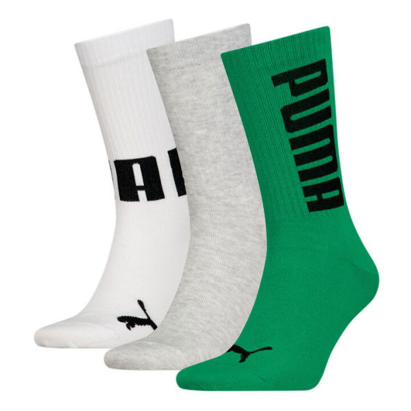 Big Logo Crew Socks 3 Pack in Green Combo, Size 3.5