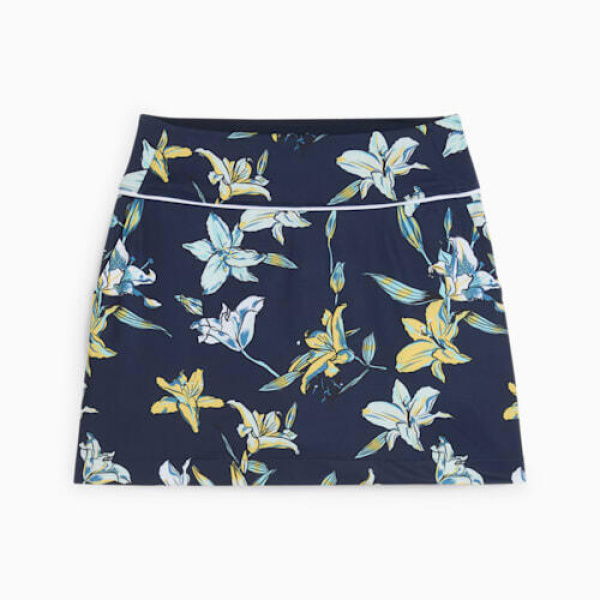 Blake Knit Lily Floral Women's Golf Skirt in Deep Navy, Size XL by PUMA