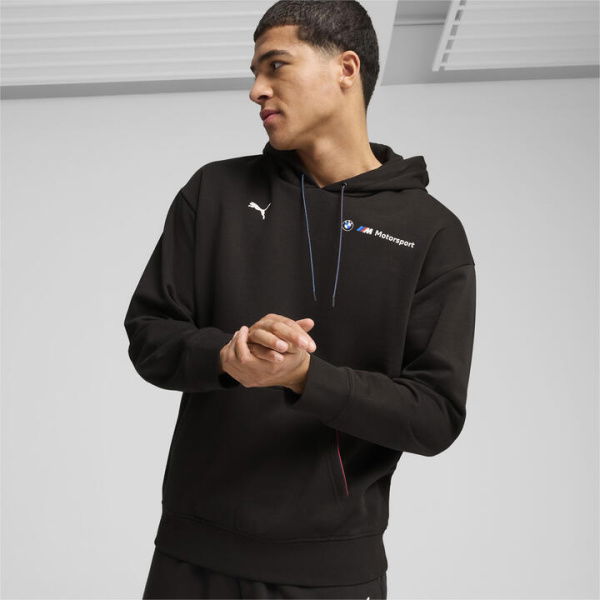 BMW M Motorsport ESS+ Men's Fleece Hoodie in Black, Size Large, Cotton by PUMA