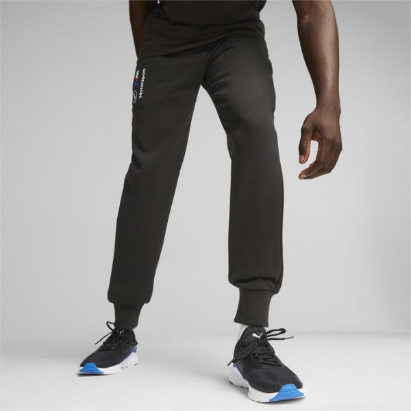 BMW M Motorsport ESS Men's Fleece Pants in Black, Size Large, Cotton by PUMA