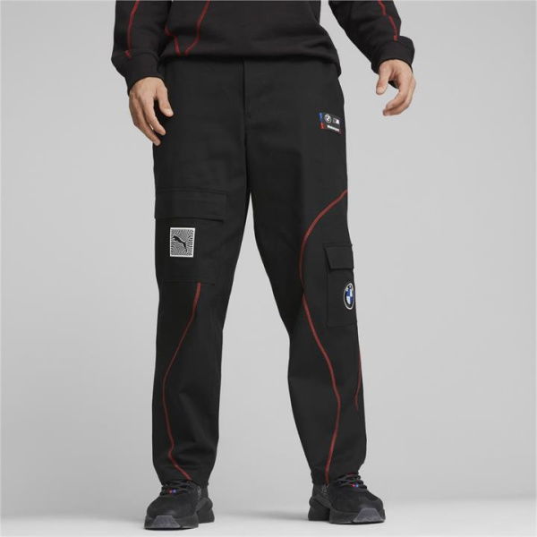 BMW M Motorsport Garage Crew Men's Pants in Black, Size Large, Cotton/Elastane by PUMA