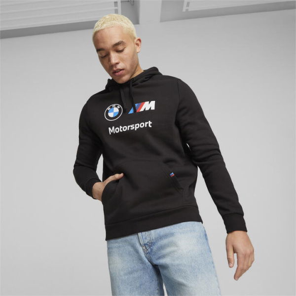 BMW M Motorsport Men's Fleece Hoodie in Black, Size Small, Cotton by PUMA