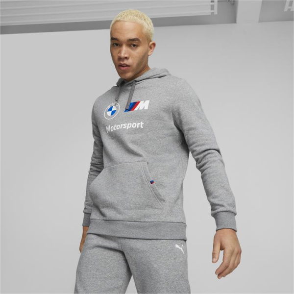 BMW M Motorsport Men's Fleece Hoodie in Medium Gray Heather, Cotton by PUMA