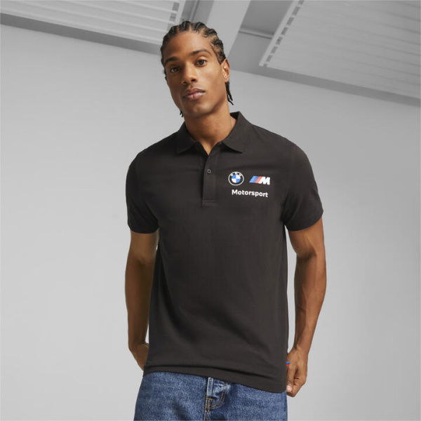 BMW M Motorsport Men's Polo Top in Black, Size Medium, Cotton by PUMA