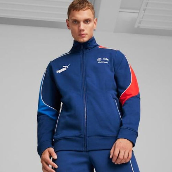 BMW M Motorsport MT7+ Men's Sweat Jacket in Pro Blue, Size Small, Cotton by PUMA