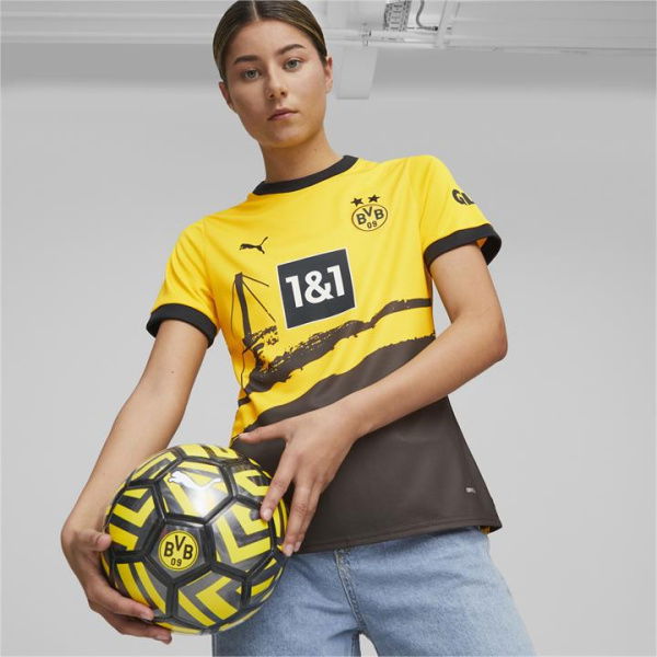 Borussia Dortmund 23/24 Women's Home Jersey Shirt in Cyber Yellow/Black, Size Large, Polyester by PUMA