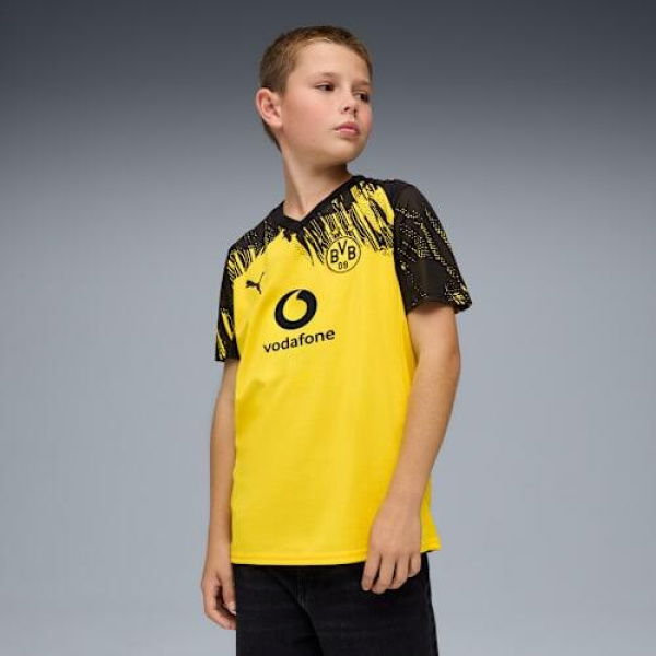 Borussia Dortmund 25/26 Home Jersey Shirt Youth in Faster Yellow/Black, Size 6, Polyester by PUMA