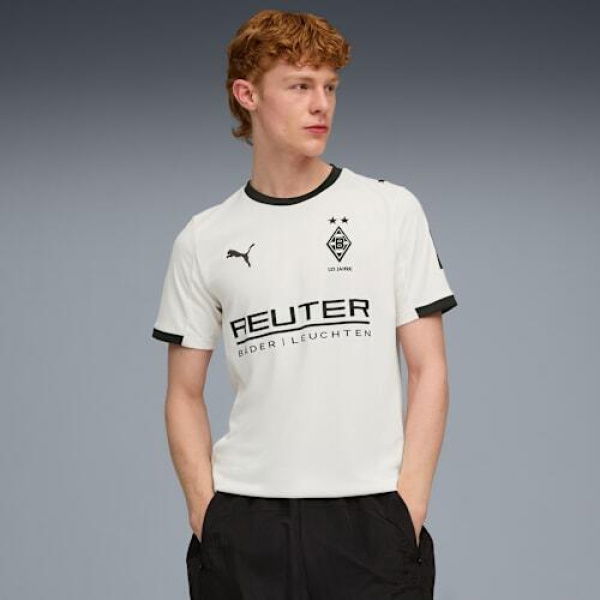 Borussia MÃ¶nchengladbach 25/26 Men's Home Jersey Shirt in Warm White/Black, Size XL, Polyester by PUMA