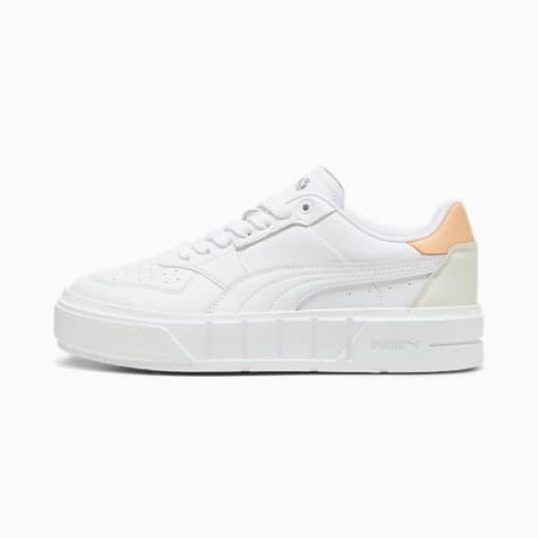 Cali Court Leather Women's Sneakers in White/Peach Fizz, Size 6 by PUMA