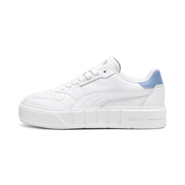 Cali Court Leather Women's Sneakers in White/Zen Blue, Size 9.5, Textile by PUMA