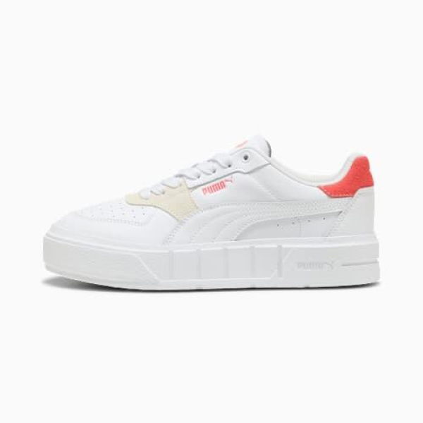 Cali Court Match Sneakers Women in White/Peach Frost, Size 5.5, Textile by PUMA