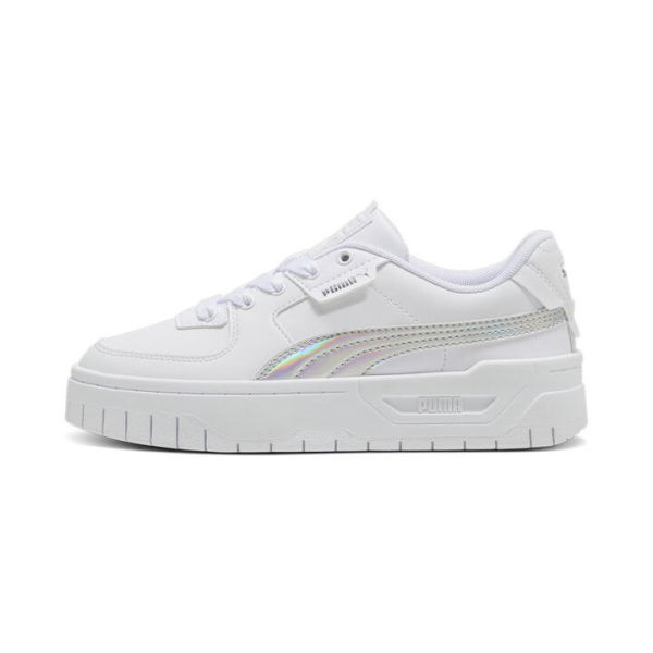 Cali Dream Iridescent Youth Sneakers in White/Silver, Size 4 by PUMA