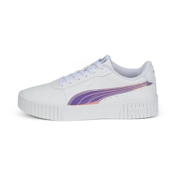 Carina 2.0 Holo Sneakers Youth in White/Silver, Size 4, Textile by PUMA