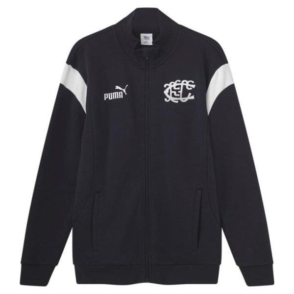 Carlton Football Club 2024 Menâ€™s Heritage Zip Up Jacket in Dark Navy/White/Cfc, Size Large, Cotton/Polyester by PUMA