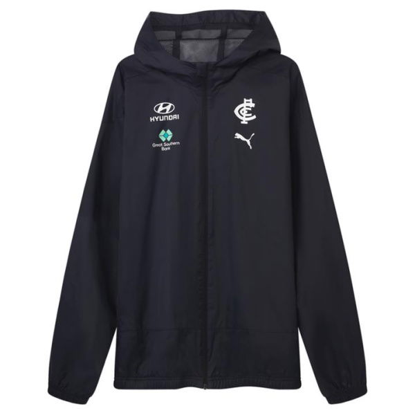 Carlton Football Club 2024 Menâ€™s Rain Jacket in Dark Navy/Cfc, Size Large, Polyester by PUMA