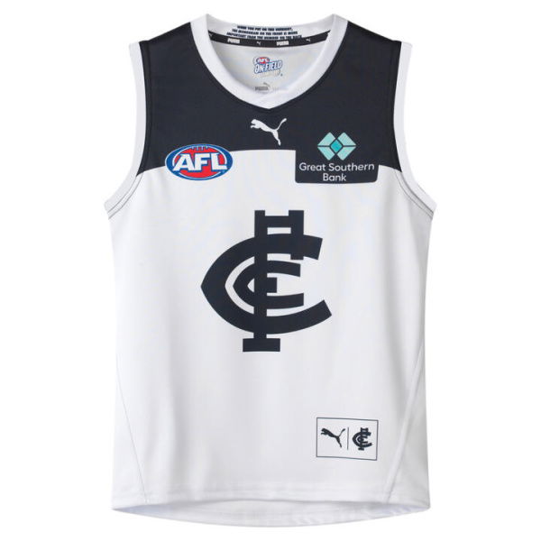 Carlton Football Club 2024 Menâ€™s Replica CLASH Guernsey Shirt in White/Dark Navy/Cfc Away, Size 2XL by PUMA