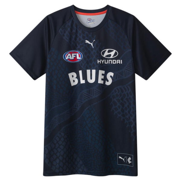 Carlton Football Club 2024 Menâ€™s Replica Warm Up Top in Dark Navy/White/Cfc, Size Small by PUMA