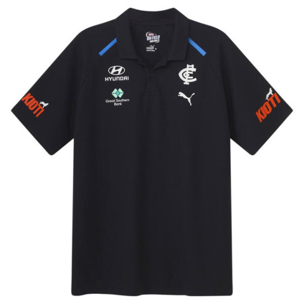 Carlton Football Club 2024 Menâ€™s Team Polo Top in Dark Navy/White/Cfc, Size Small, Cotton/Polyester by PUMA