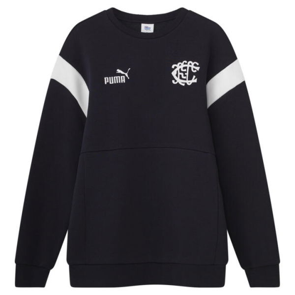 Carlton Football Club 2024 Unisex Heritage Crew Top in Dark Navy/White/Cfc, Size Medium, Cotton/Polyester by PUMA