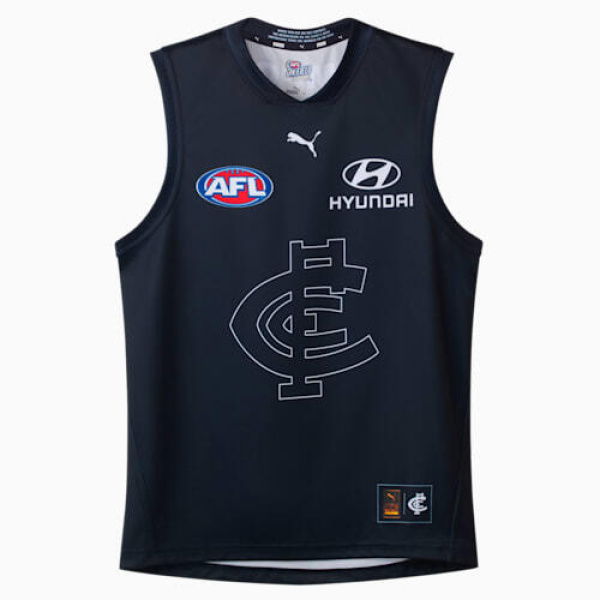 Carlton Football Club 2025 Men's Replica Throwback Guernsey in Dark Navy/Cfc, Size Small by PUMA