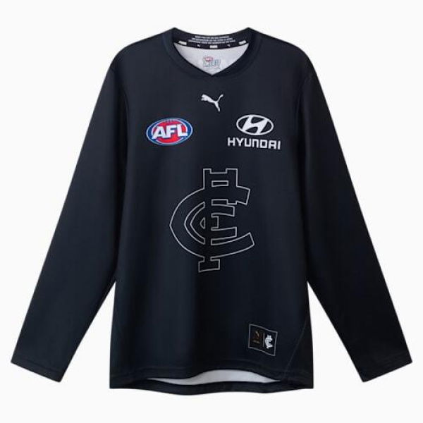 Carlton Football Club 2025 Men's Replica Throwback Long Sleeve Guernsey in Dark Navy/Cfc, Size Small by PUMA