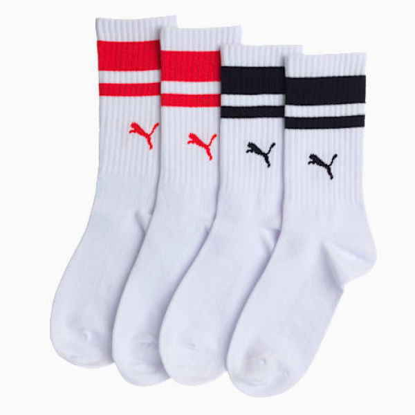 Classic Crew Socks (2 Pairs) Unisex in White, Size 10