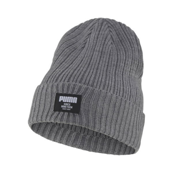 Classic Ribbed Beanie in Medium Gray Heather, Acrylic by PUMA