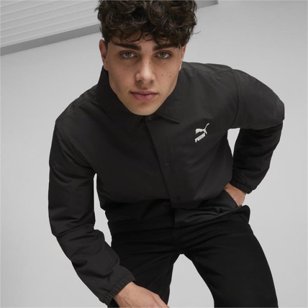 Classics Men's Coach Jacket in Black, Size Medium, Polyester by PUMA