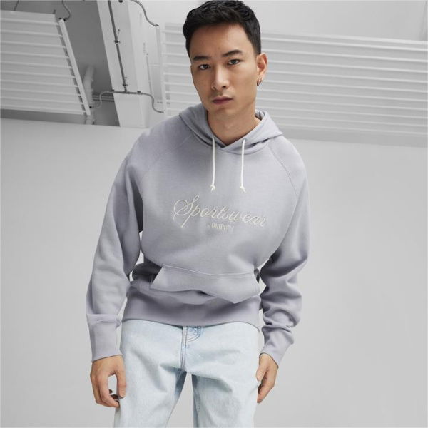 CLASSICS+ Men's Hoodie in Gray Fog, Size Medium, Cotton by PUMA