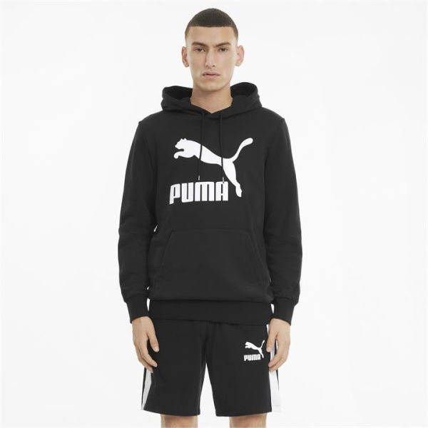 Classics Men's Logo Hoodie in Black, Size Large, Cotton by PUMA