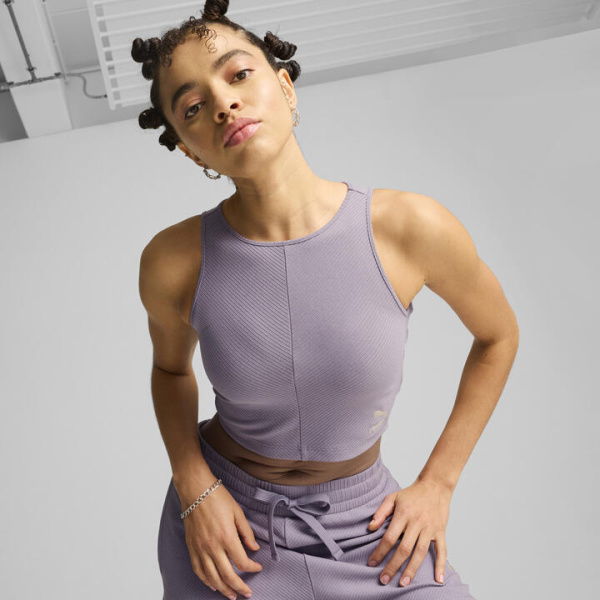 CLASSICS Ribbed Women's Crop Top in Pale Plum, Size Medium, Cotton/Polyester/Elastane by PUMA