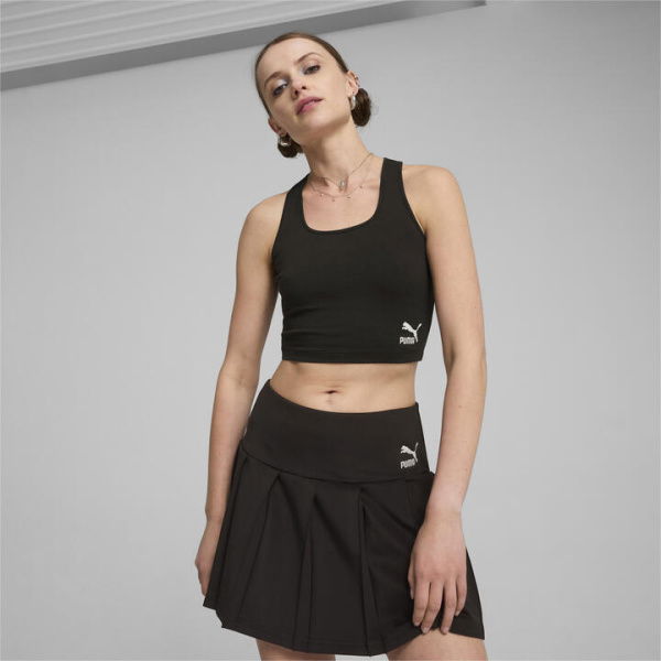 CLASSICS Women's Crop Top in Black, Size Large, Cotton/Elastane by PUMA